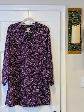 Anne Klein Pink & Black Abstract Print Dress - Size Large